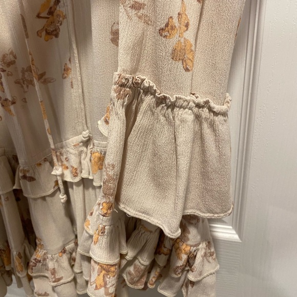 Free People Small Floral Ruched Layered Flowy Long Sleeve Blouse Top - Picture 11 of 15